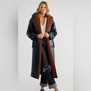 FREE PEOPLE London Reversible Vegan Coat in Burnt Combo